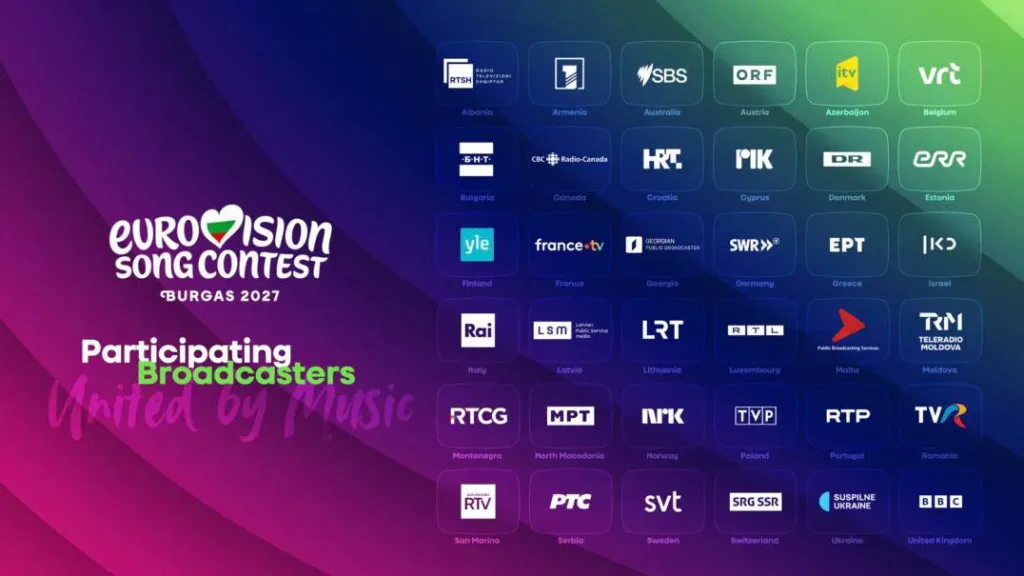 Eurovision 2027 katılımcı ülkeleri kesinleşti – Eurovision Song Contest Burgas 2027 logosu ve 36 katılımcı yayıncı